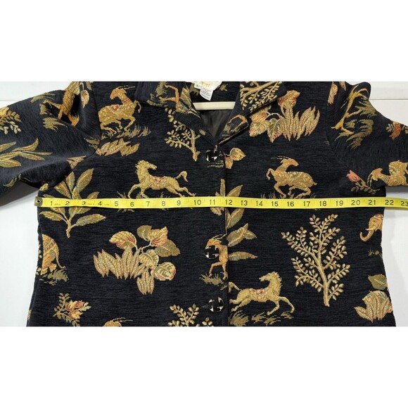 Women's Lilly Of California Hand Loomed Black Safari Button Up Blazer Coat Large - Picture 5 of 8
